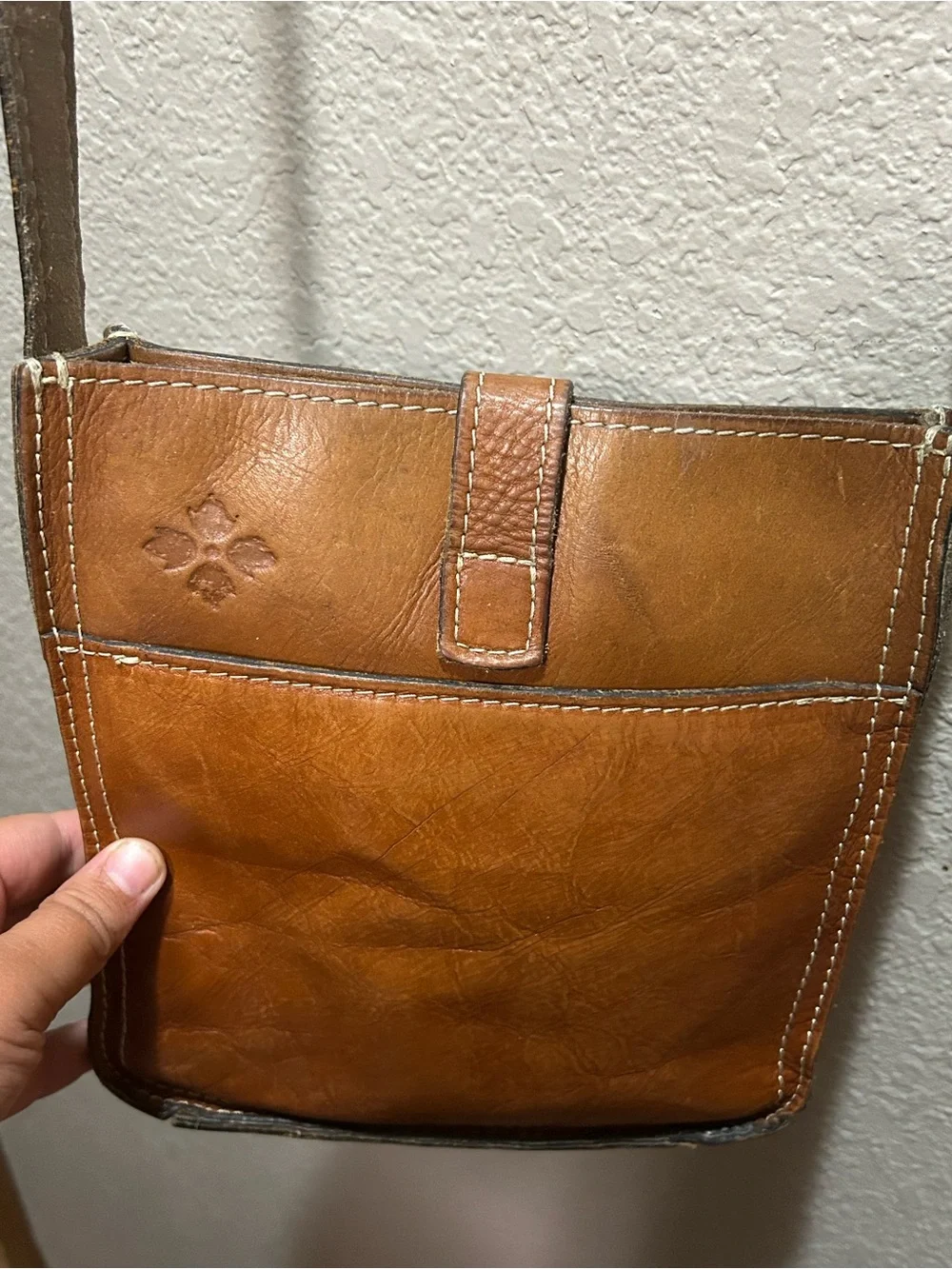 Patricia Nash Saddle Brown Leather Crossbody Bag